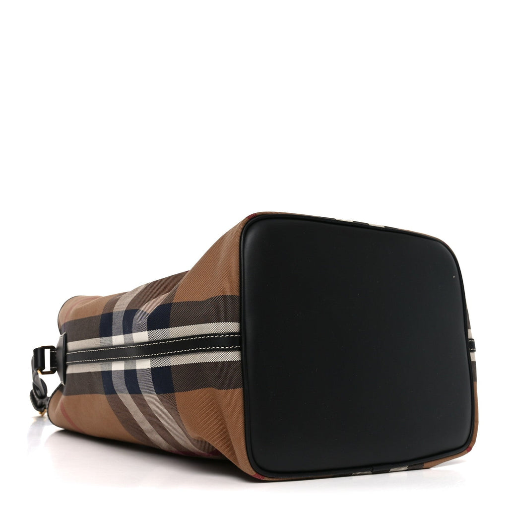 Giant Check Canvas Calfskin Ashby Bucket Bag Birch Brown