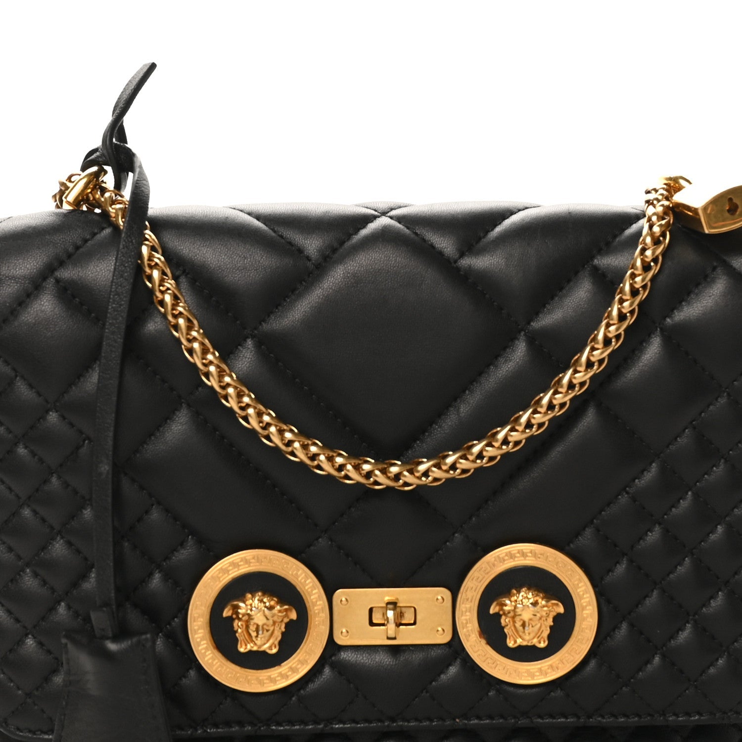 Nappa Quilted La Medusa Chain Crossbody Black