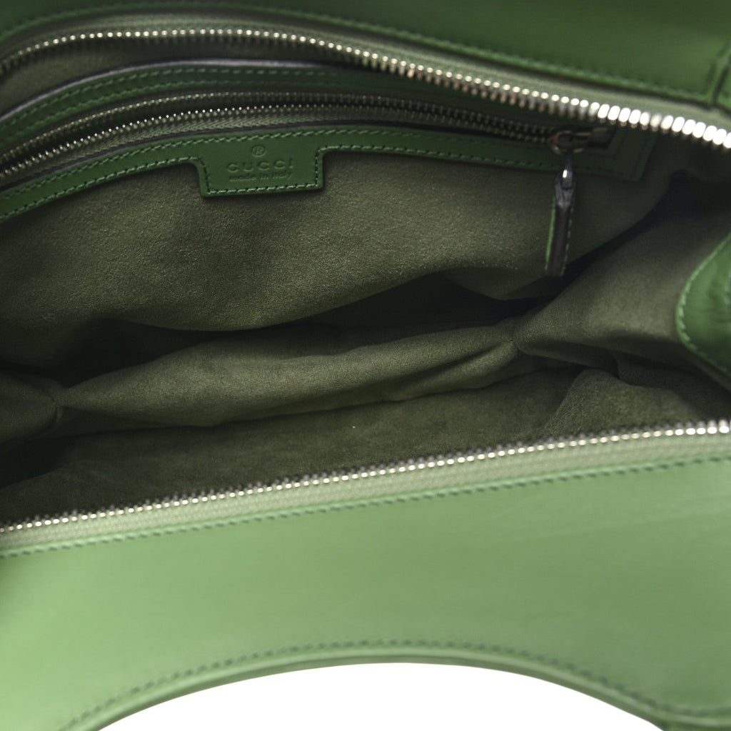 Senna Calfskin Petite GG Small Tote Bag Green Soil Grass