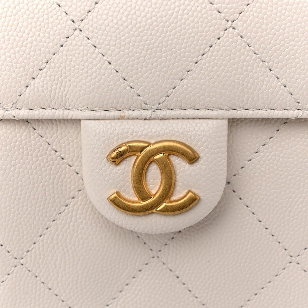 Caviar Quilted Small Chanel 25 Handbag White