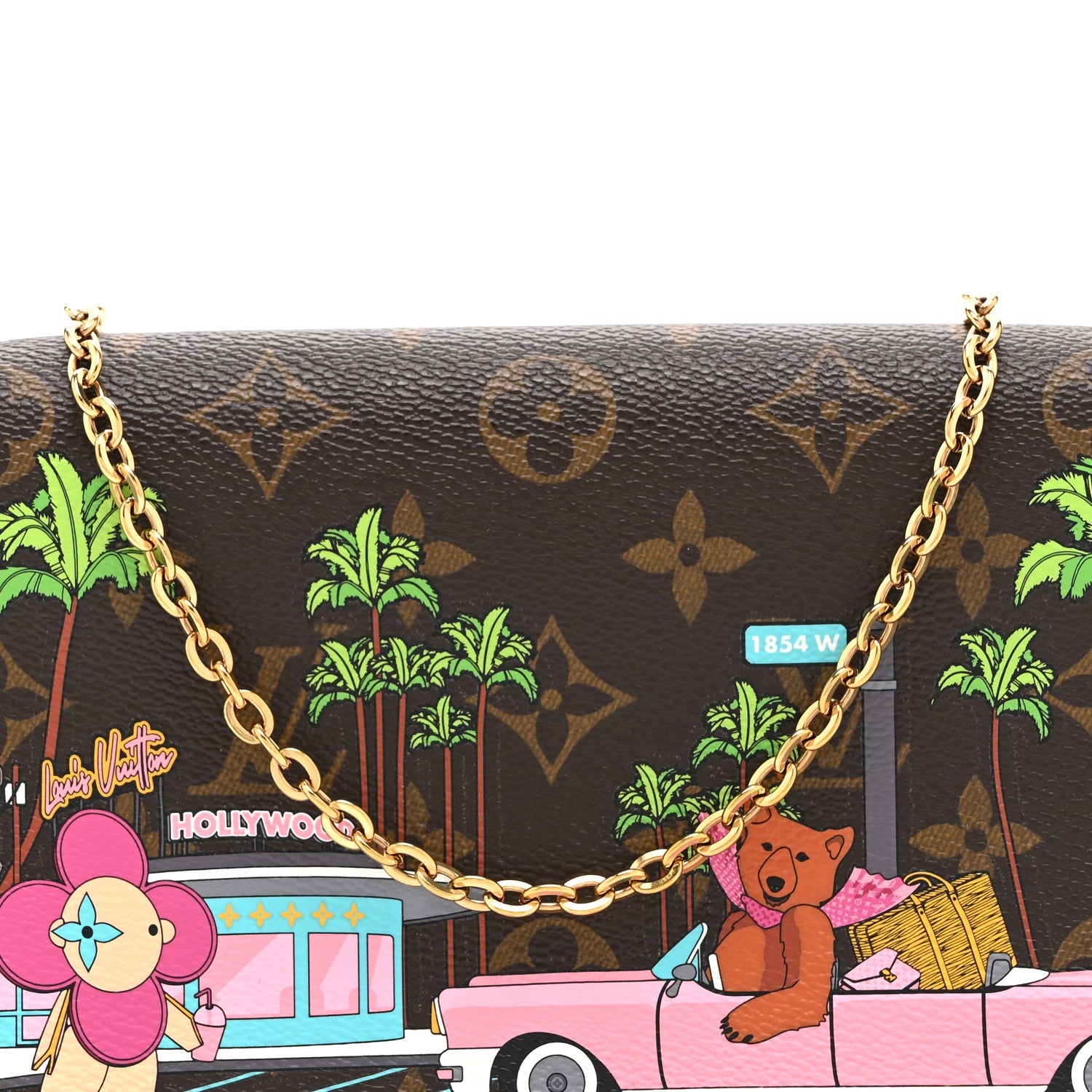 Monogram 2021 Christmas Animation Hollywood Pochette Felicie Chain Wallet Fuchsia