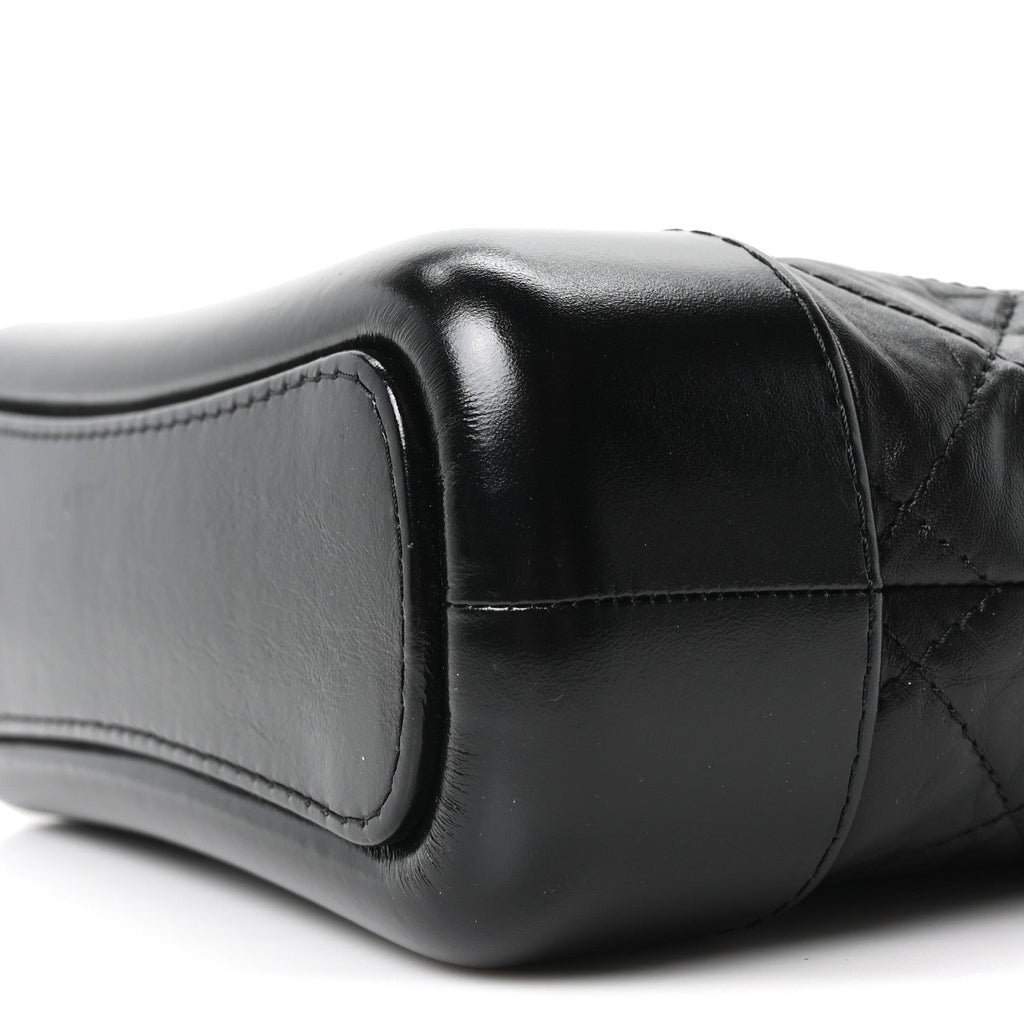 Aged Calfskin Quilted Small Gabrielle Logo Hobo Black