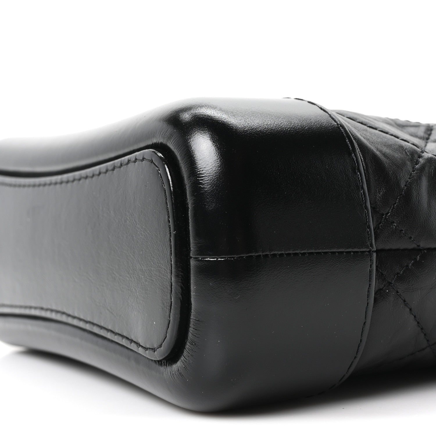 Aged Calfskin Quilted Small Gabrielle Logo Hobo Black