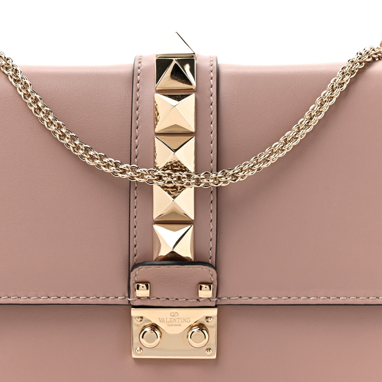 Vitello Medium Glam Lock Rockstud Flap Poudre