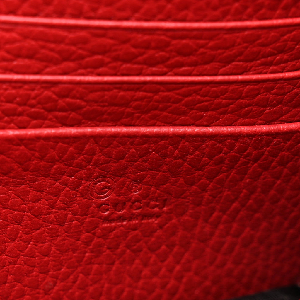 Dollar Calfskin Interlocking G Chain Wallet Red