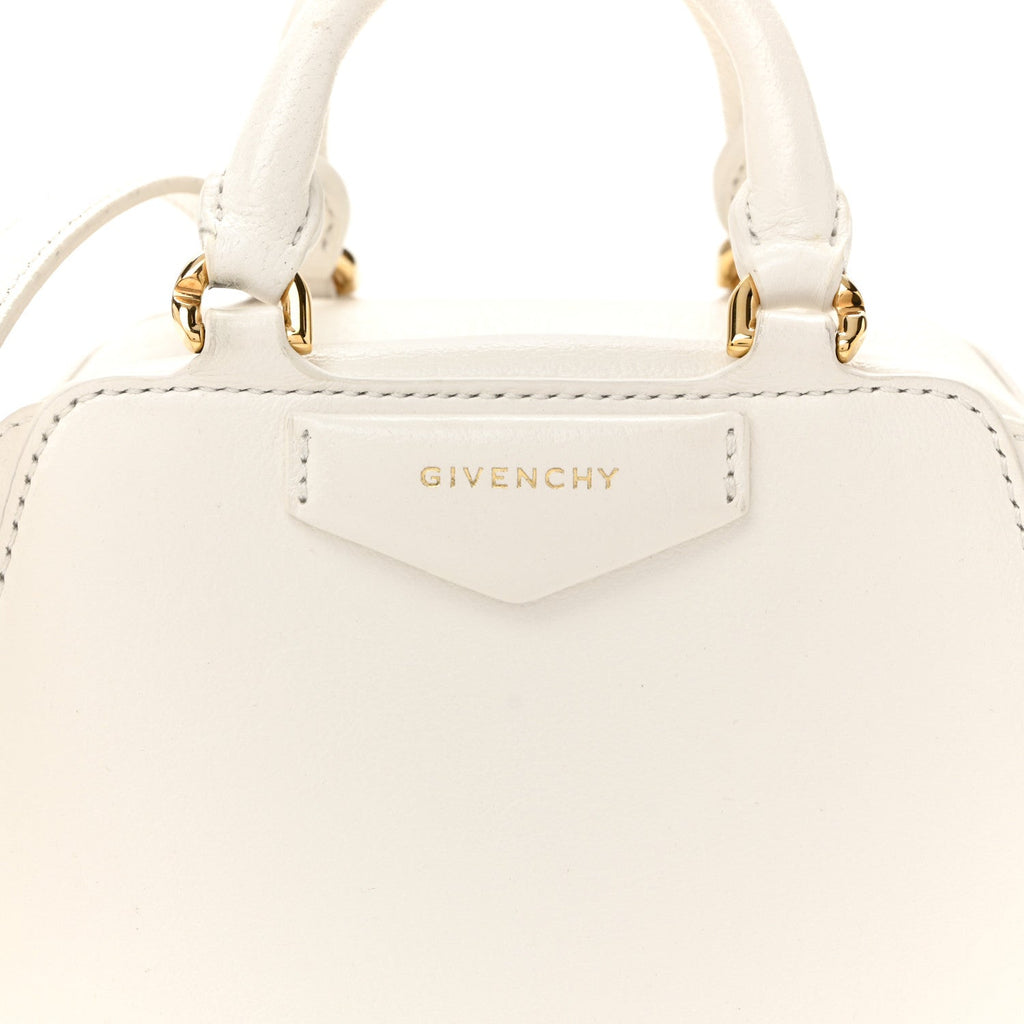 Tumbled Buffalo Micro Antigona Cube Bag White