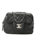 Lambskin Stitched New Mini Flap Black