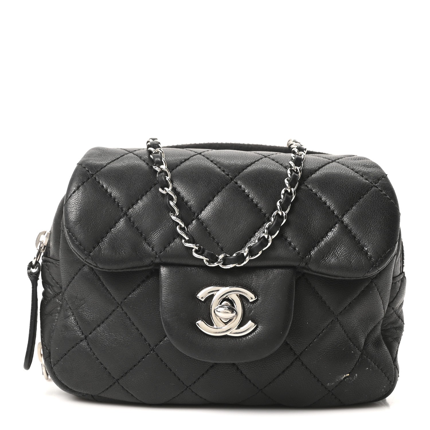Lambskin Stitched New Mini Flap Black