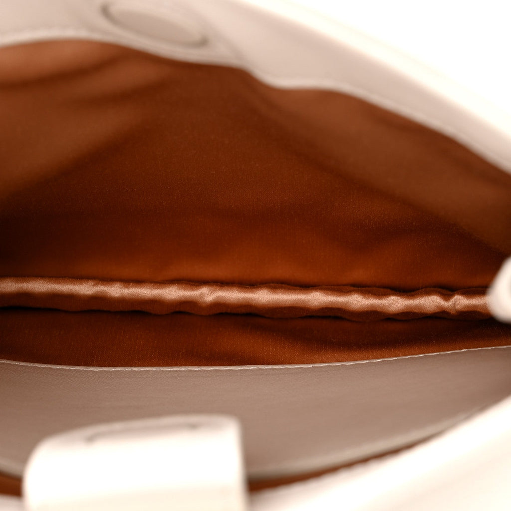 Calfskin Horsebit Slim Shoulder Bag White