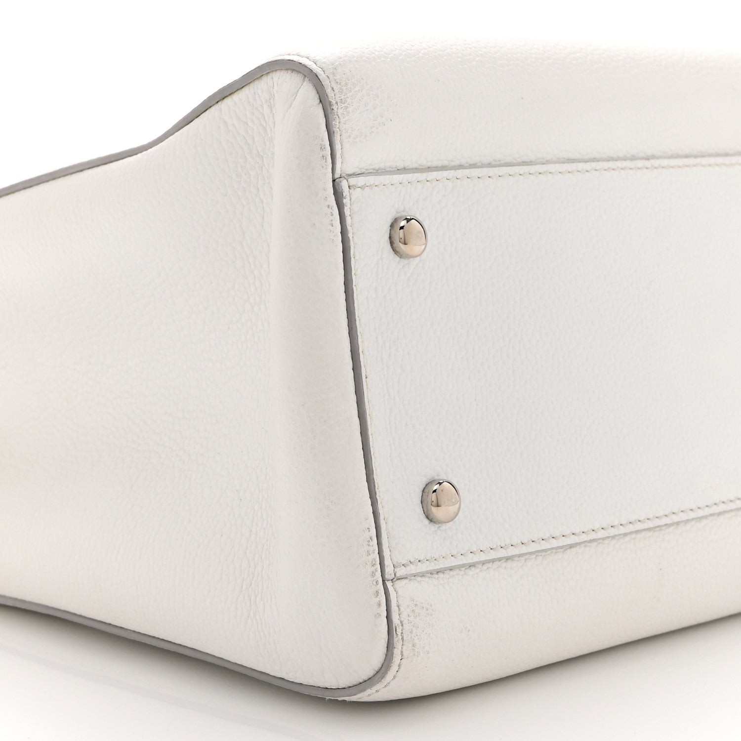 Grained Calfskin Small Neo Executive Shopper Tote White