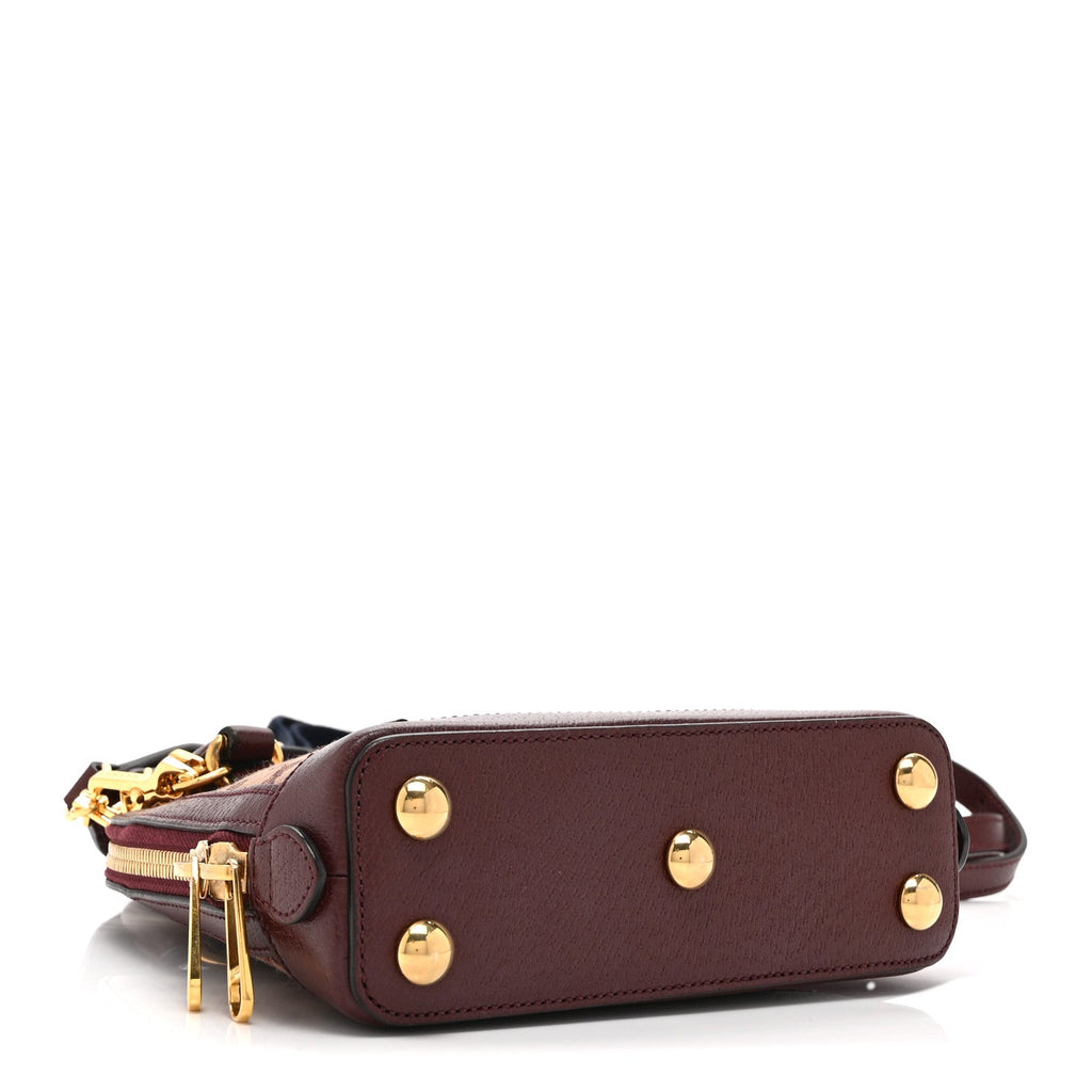 Monogram Textured Dollar Calfskin Mini Horsebit 1955 Top Handle Bag Sahara Rubino Chardonnay