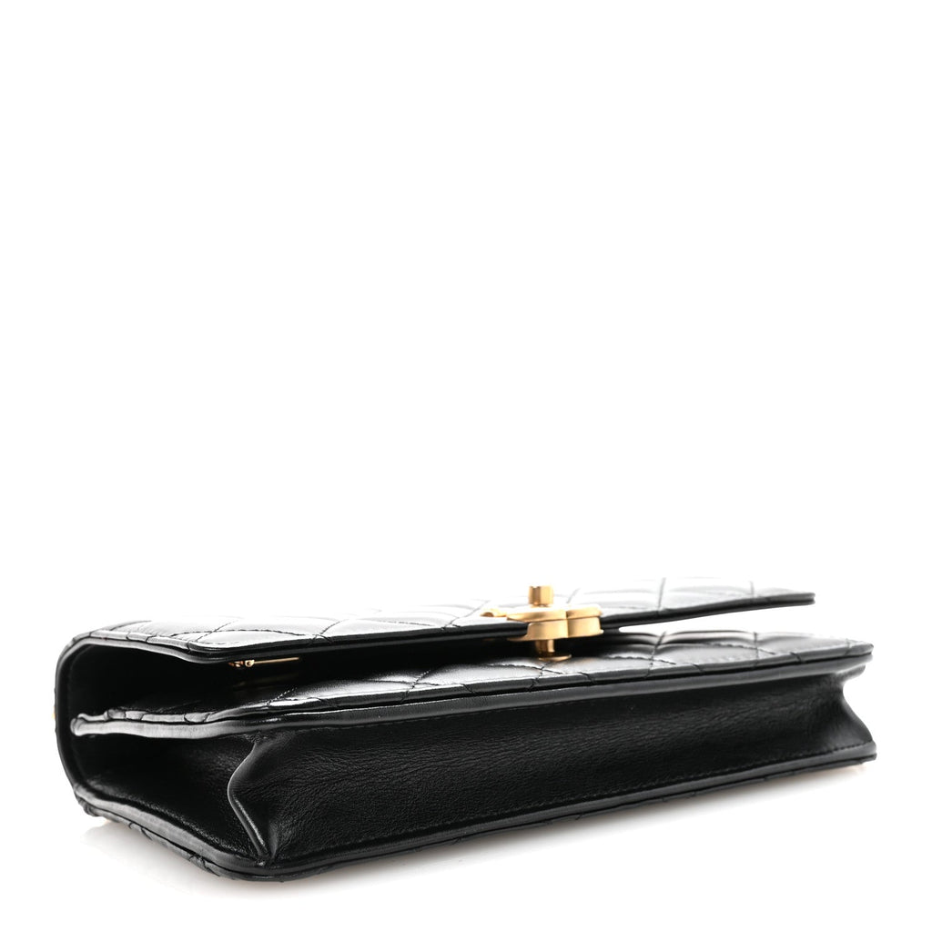 Calfskin Quilted Perfect Fit Wallet On Chain WOC Black