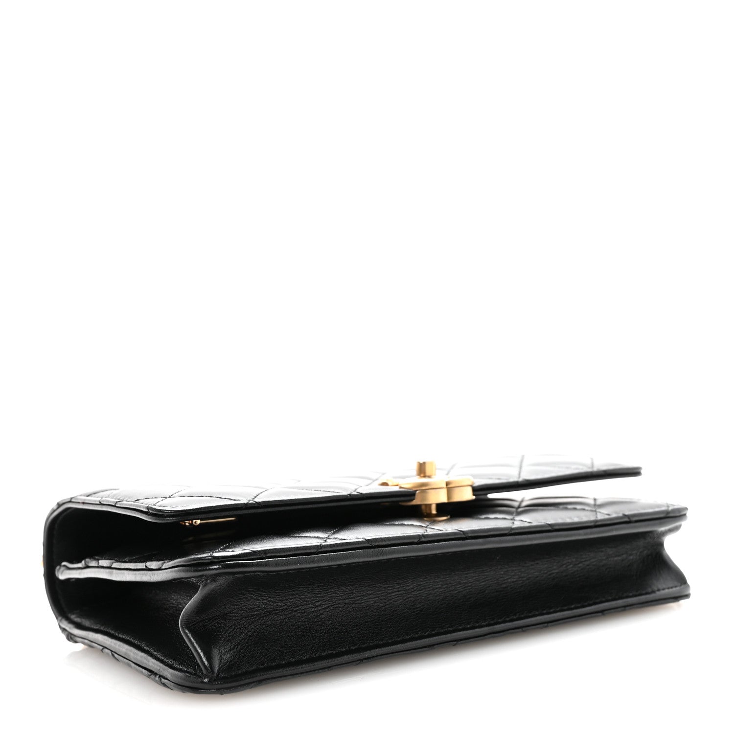 Calfskin Quilted Perfect Fit Wallet On Chain WOC Black