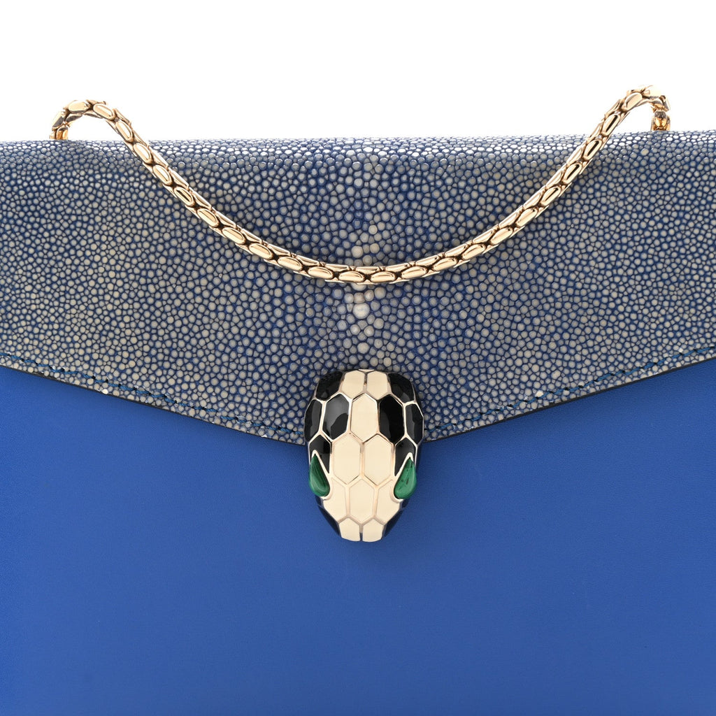 Galuchat Calfskin Serpenti Forever Crossbody Bag Blue