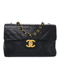 Lambskin Quilted XL Jumbo Single Flap Black