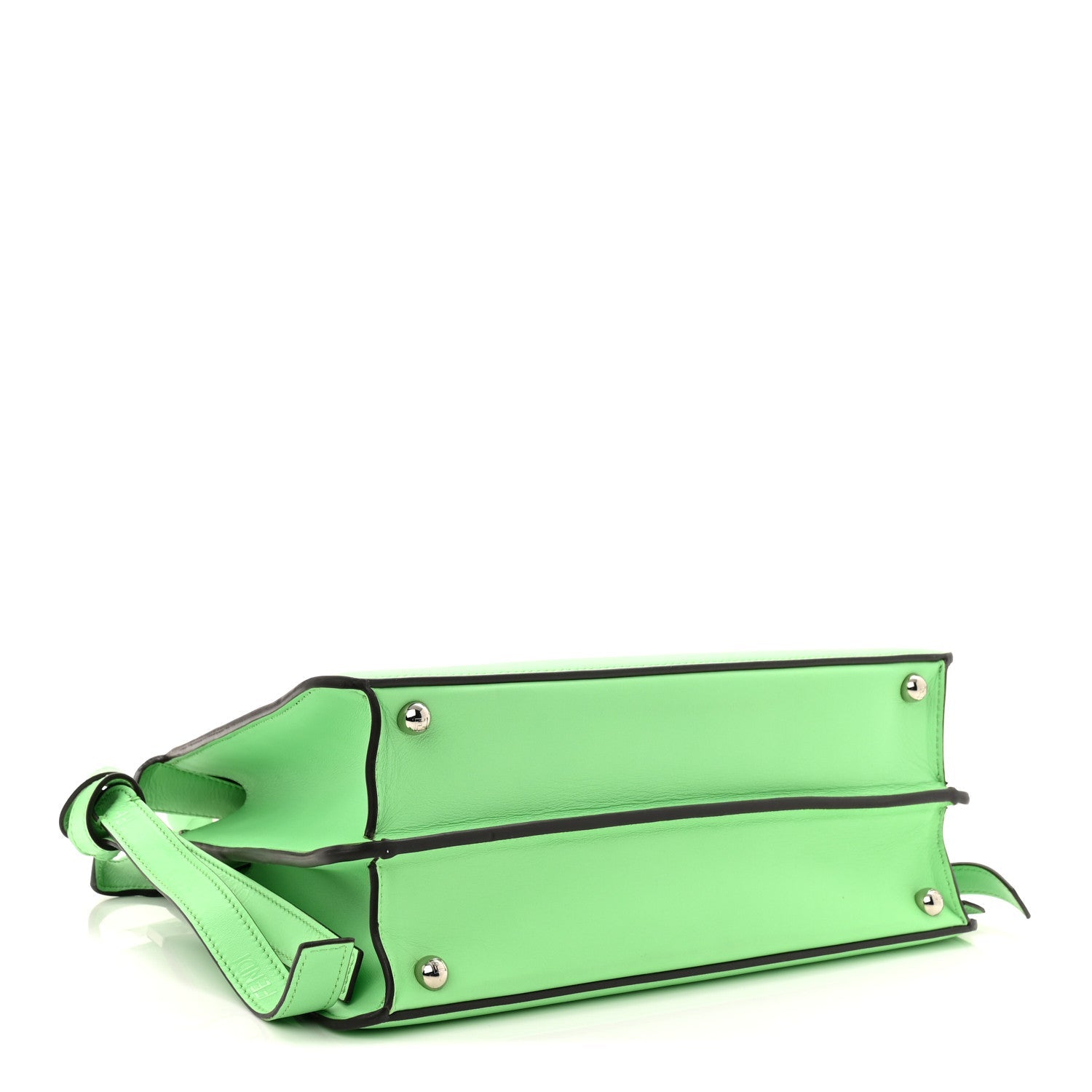 Vitello Seta Shiny Nappa Logo Embossed Laces Medium Peekaboo I SEE U Satchel Edamame