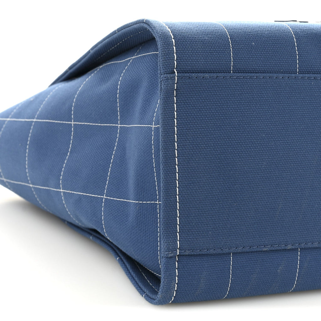 Cotton Medium Deauville Tote Blue White
