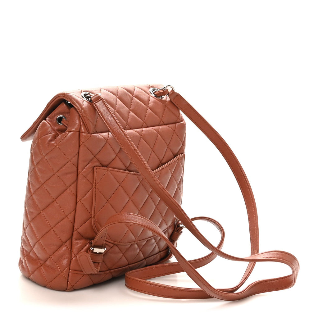 Lambskin Quilted Small Urban Spirit Backpack Brown