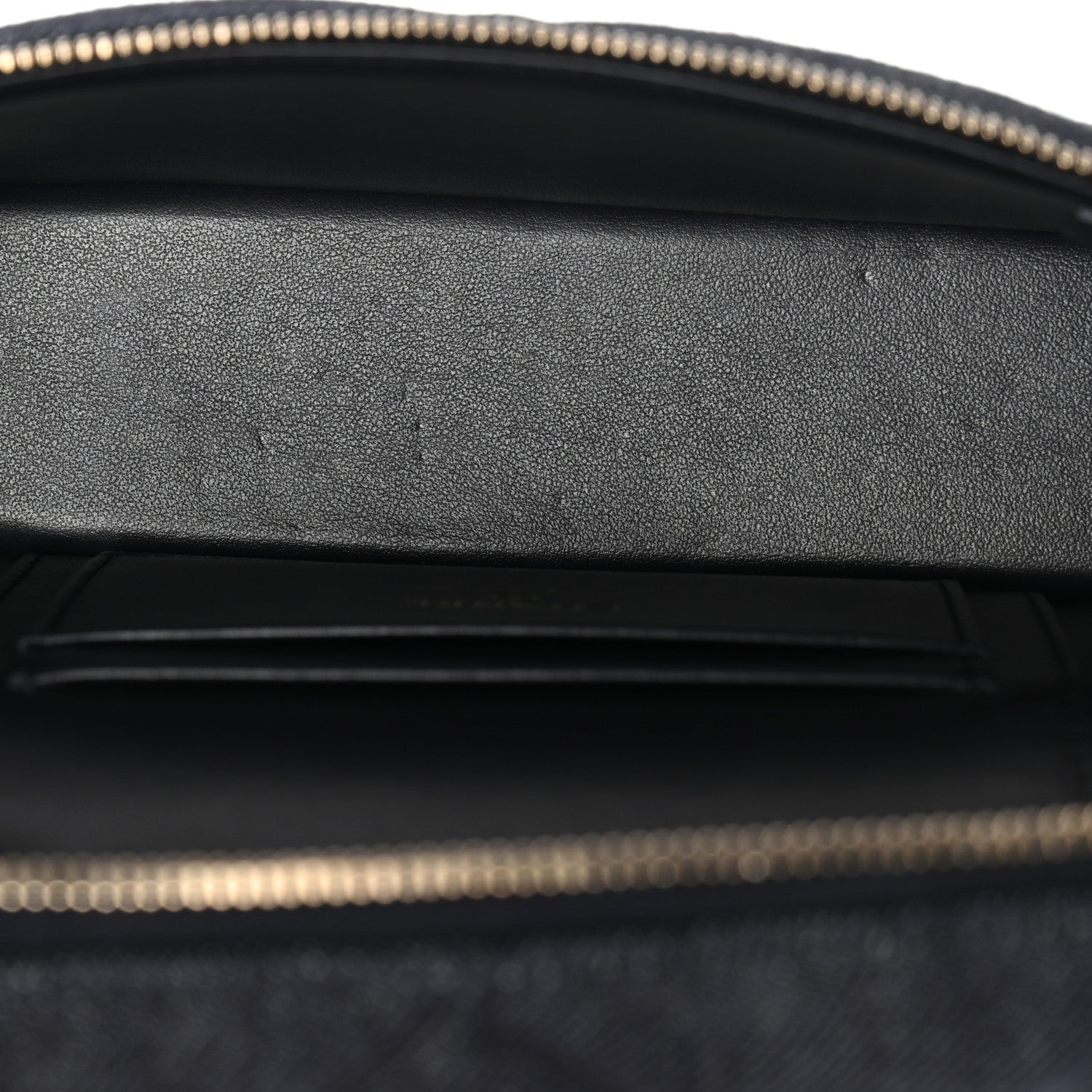 Denim Quilted Top Handle Slim Vanity Case With Chain Dark Blue