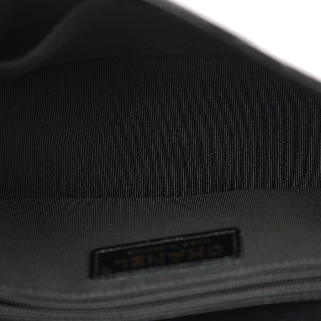 Crumpled Glazed Lambskin Quilted Mini Flap Black