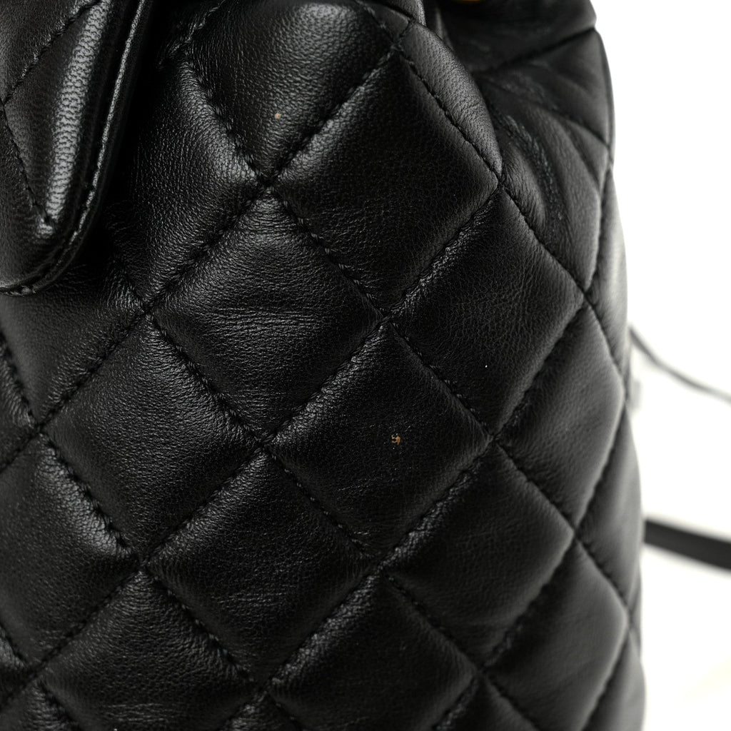 Lambskin Quilted Small Urban Spirit Backpack Black