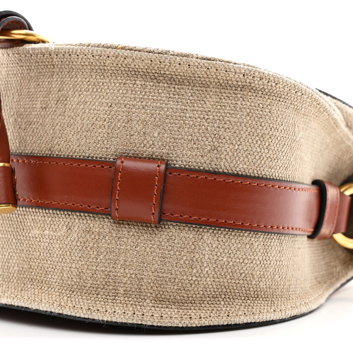 Linen Calfskin Small Marcie Saddle Bag Sepia Brown