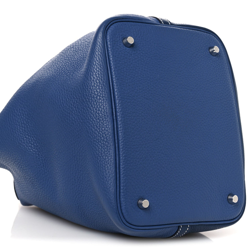Taurillon Clemence Casaque Picotin Lock 22 MM Bleu Saphir Bleu Brighton