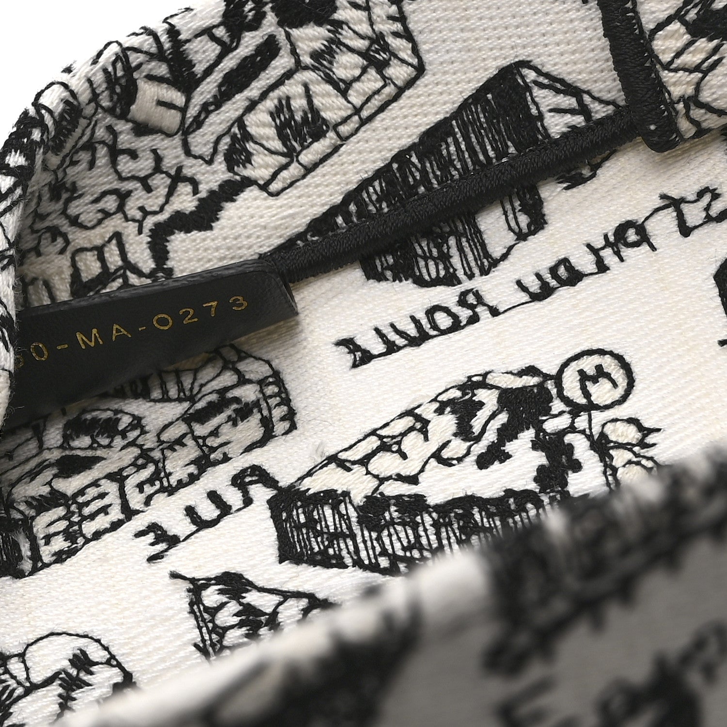 Canvas Embroidered Medium Plan De Paris Book Tote White Black