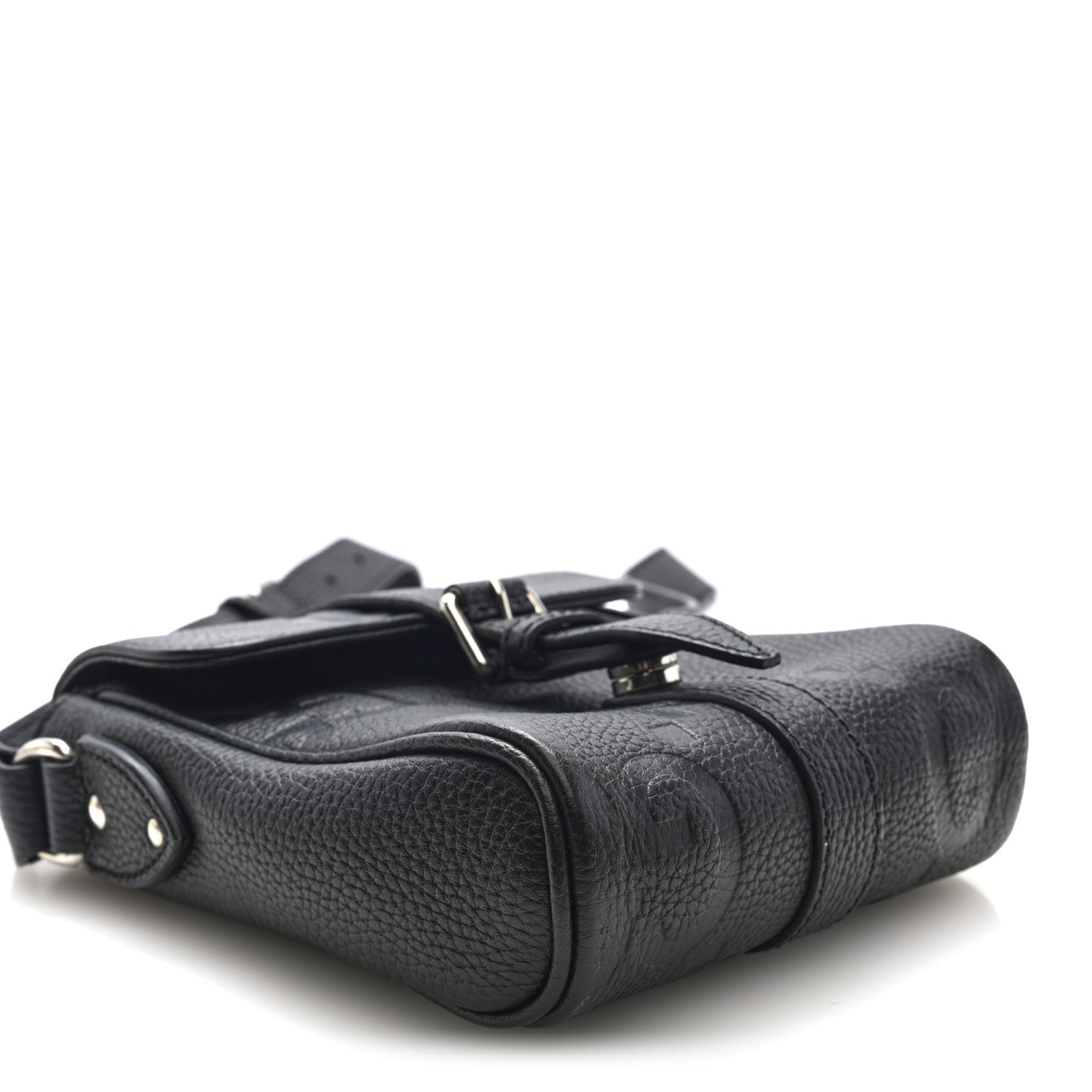 Piuma Calfskin Jumbo GG Embossed Small Messenger Bag Black