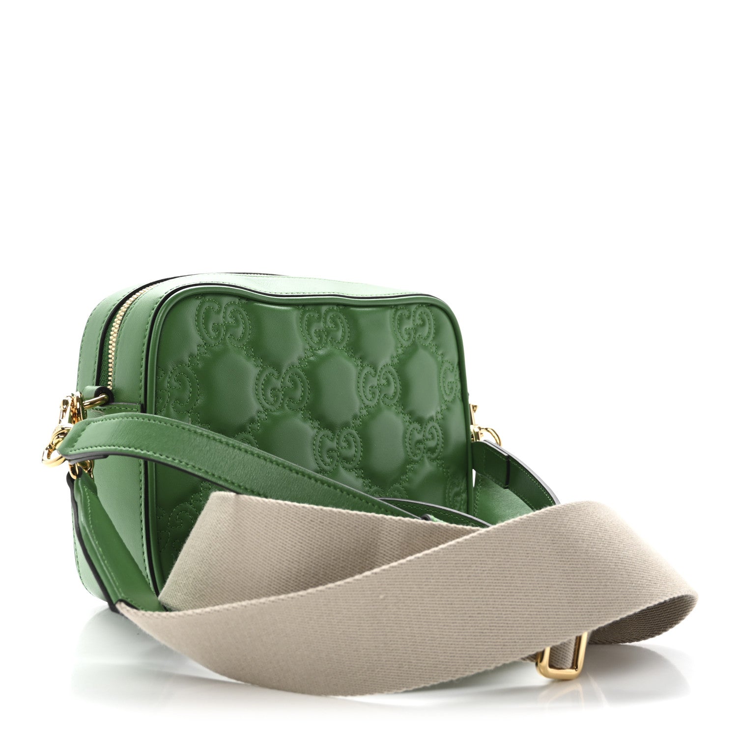 Calfskin GG Matelasse Shoulder Bag Spring Green Natural