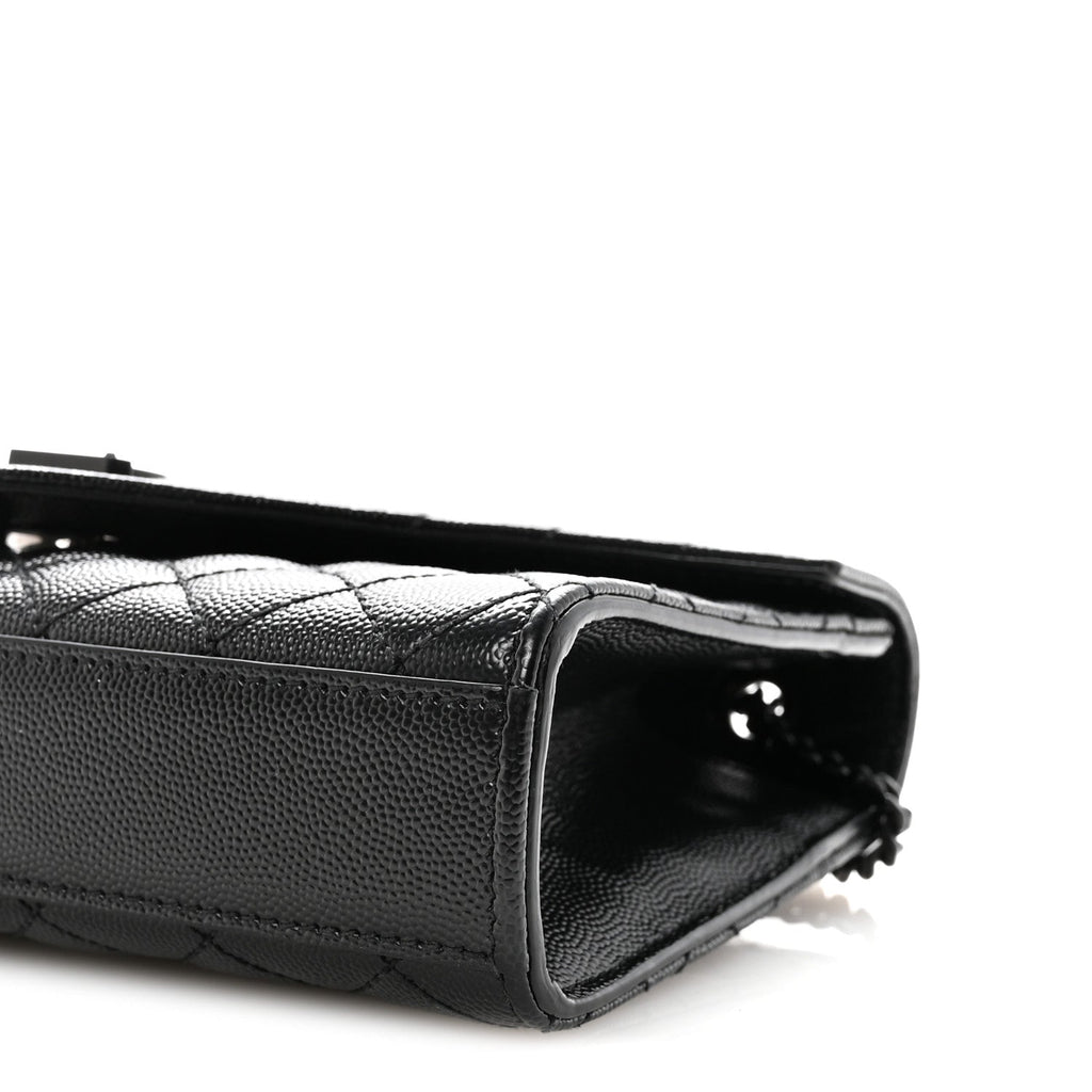 Grain De Poudre Textured Mixed Matelasse Triquilt Small Monogram Monochrome Satchel Black