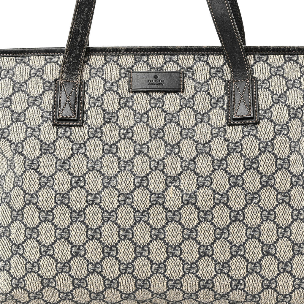 GG Supreme Monogram Medium Zippered Shopping Tote Navy
