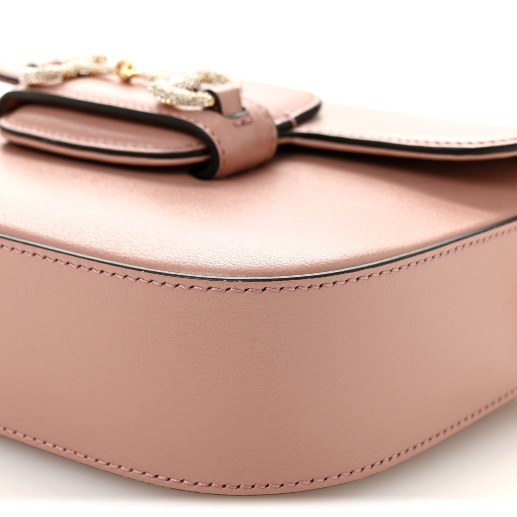 Azalea Calfskin Crystal GG Monogram Mini Horsebit 1955 Shoulder Bag Dusty Rose