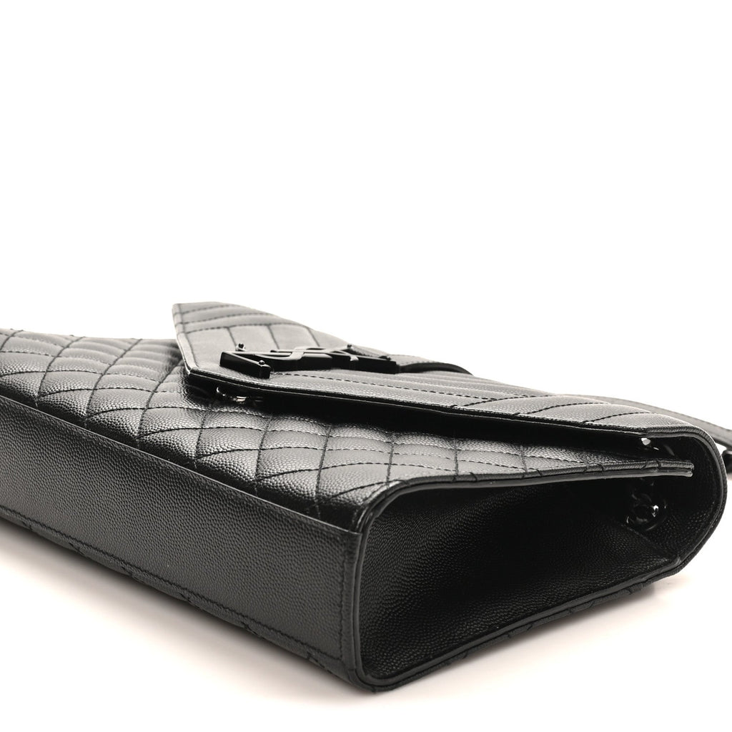 Grain De Poudre Textured Mixed Matelasse Triquilt Medium Monogram Monochrome Satchel Black