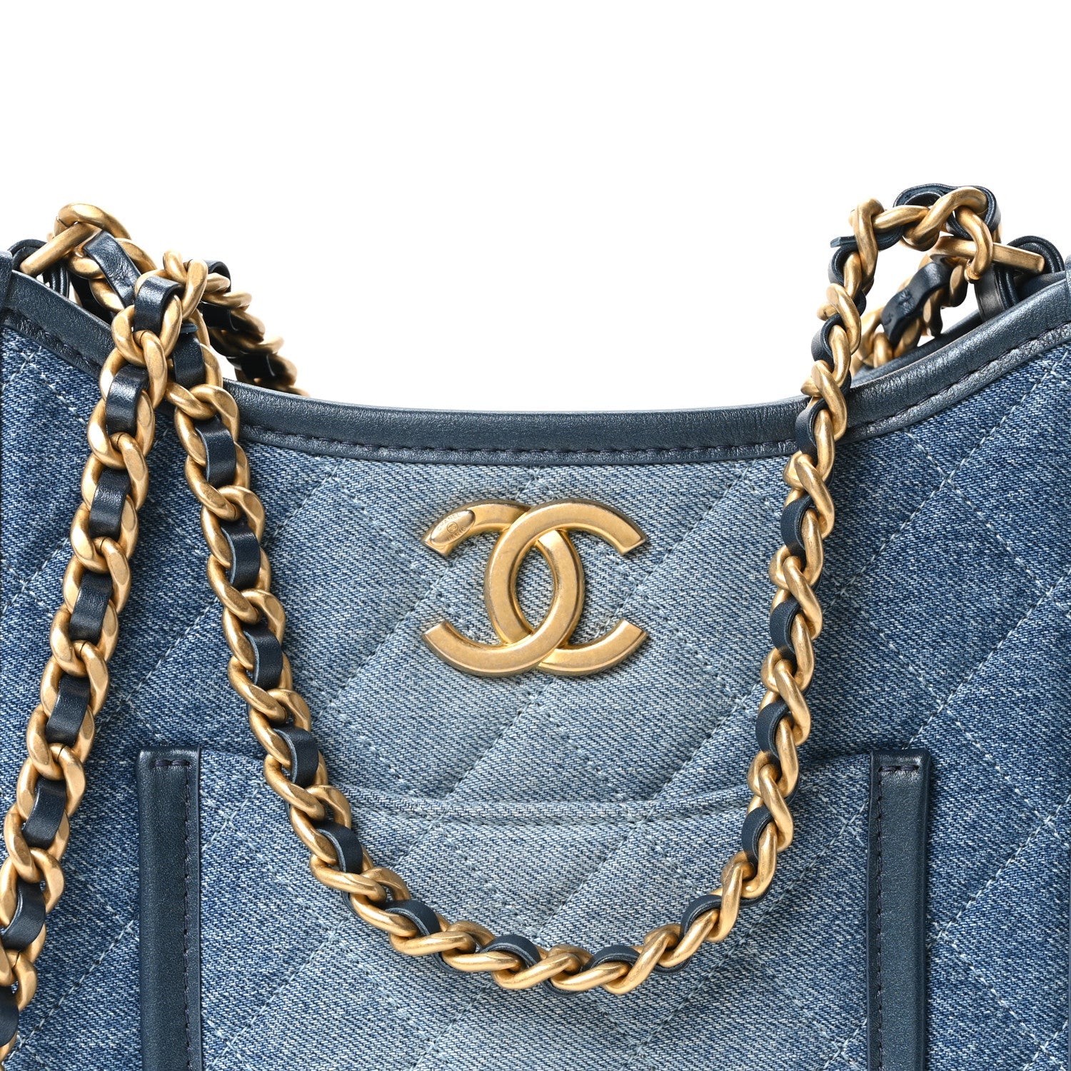 Washed Denim Quilted Small Hobo Blue