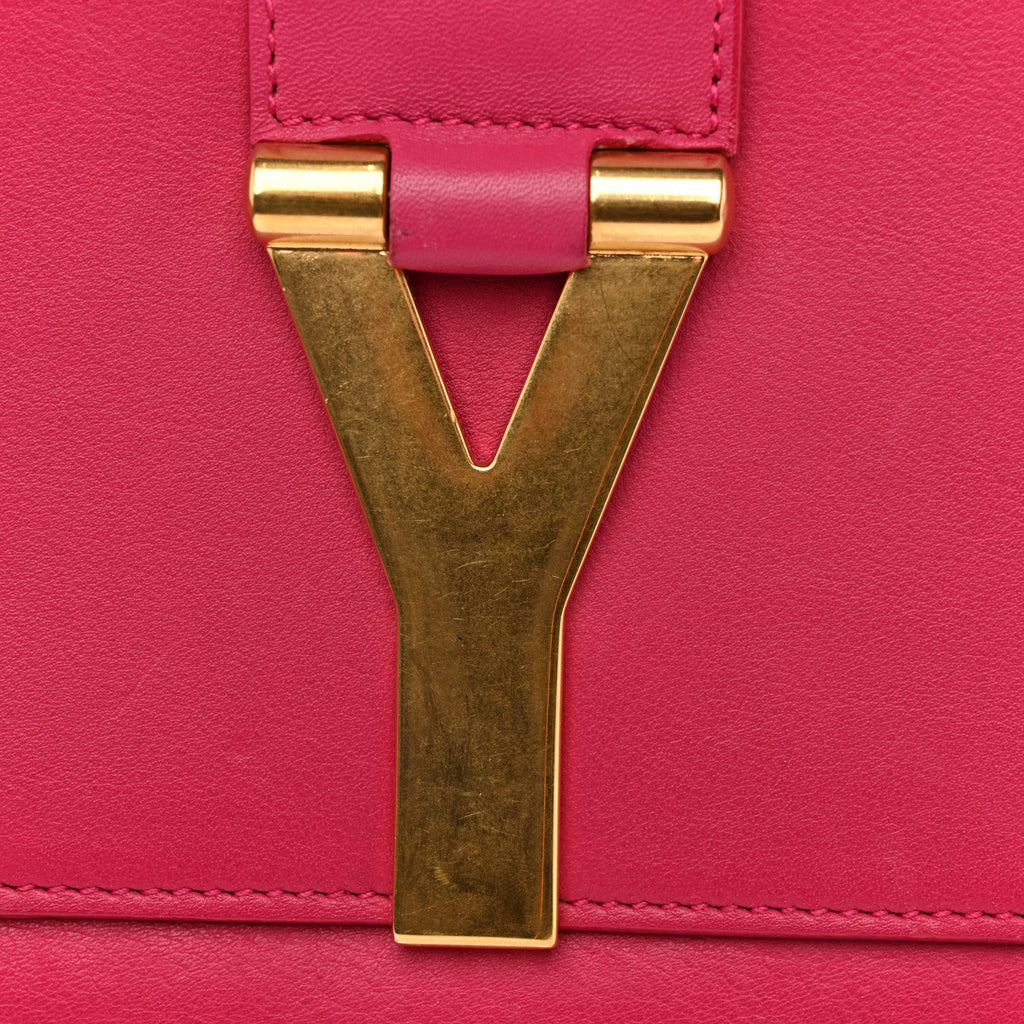 Calfskin Classic Y Ligne Clutch Fuchsia