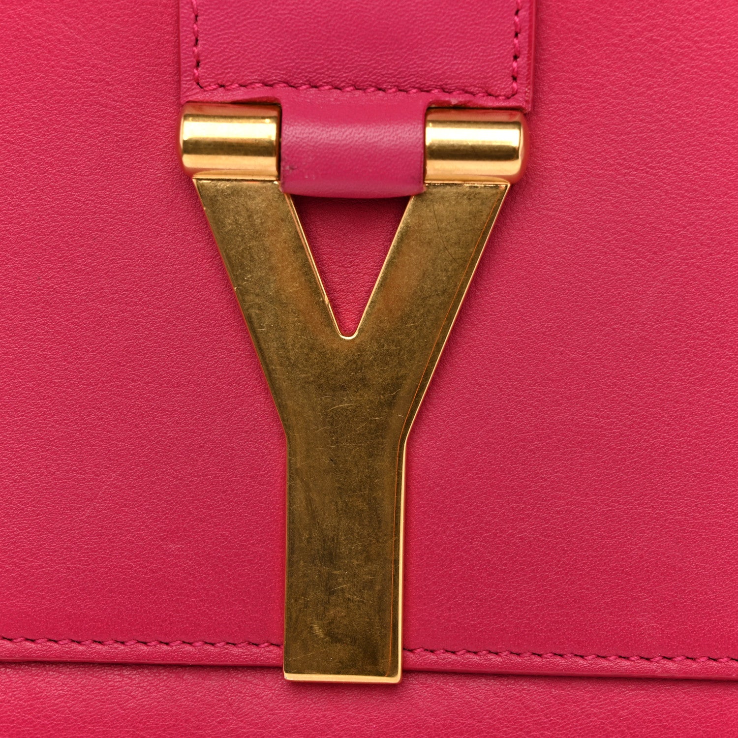 Calfskin Classic Y Ligne Clutch Fuchsia