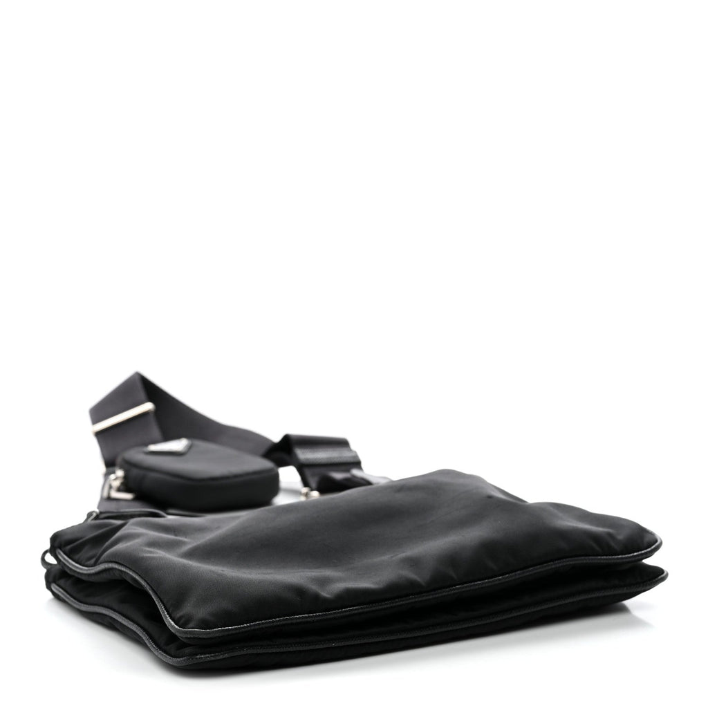 Re-Nylon Saffiano Re-Edition 2000 Double Zip Crossbody Bag Black