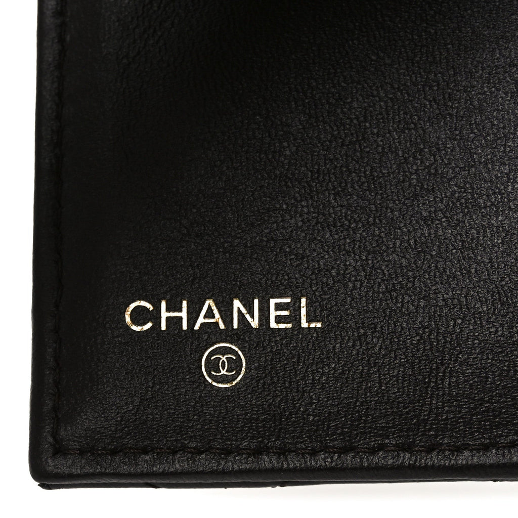 Lambskin Quilted Textured CC Compact Flap  Holder Eggplant