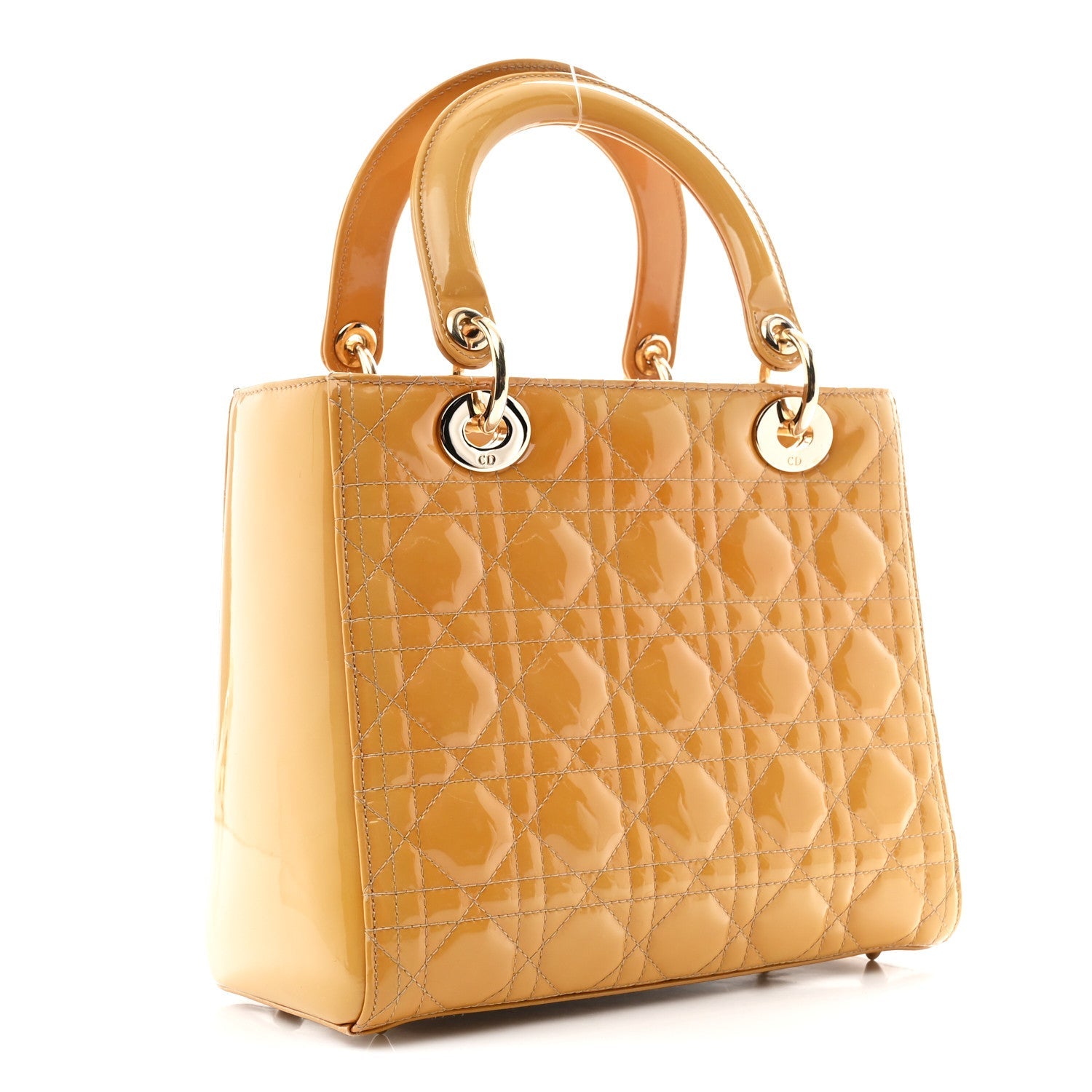 Patent Cannage Medium Lady Dior Dark Beige