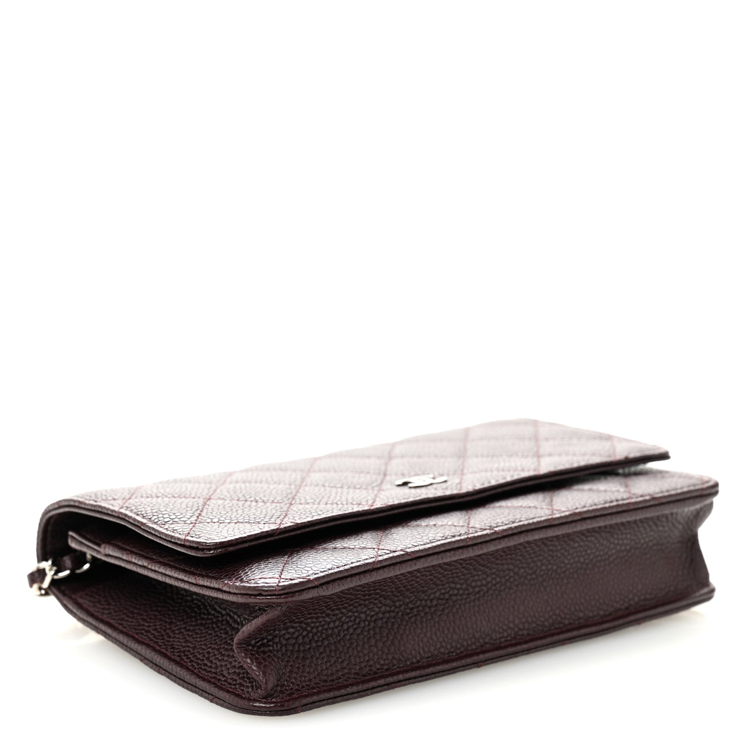 Caviar Quilted Wallet on Chain WOC Burgundy