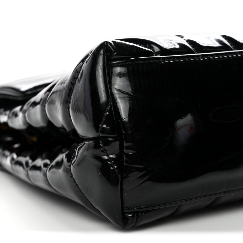 Patent Y Quilted Monogram Small Loulou Chain Satchel Black