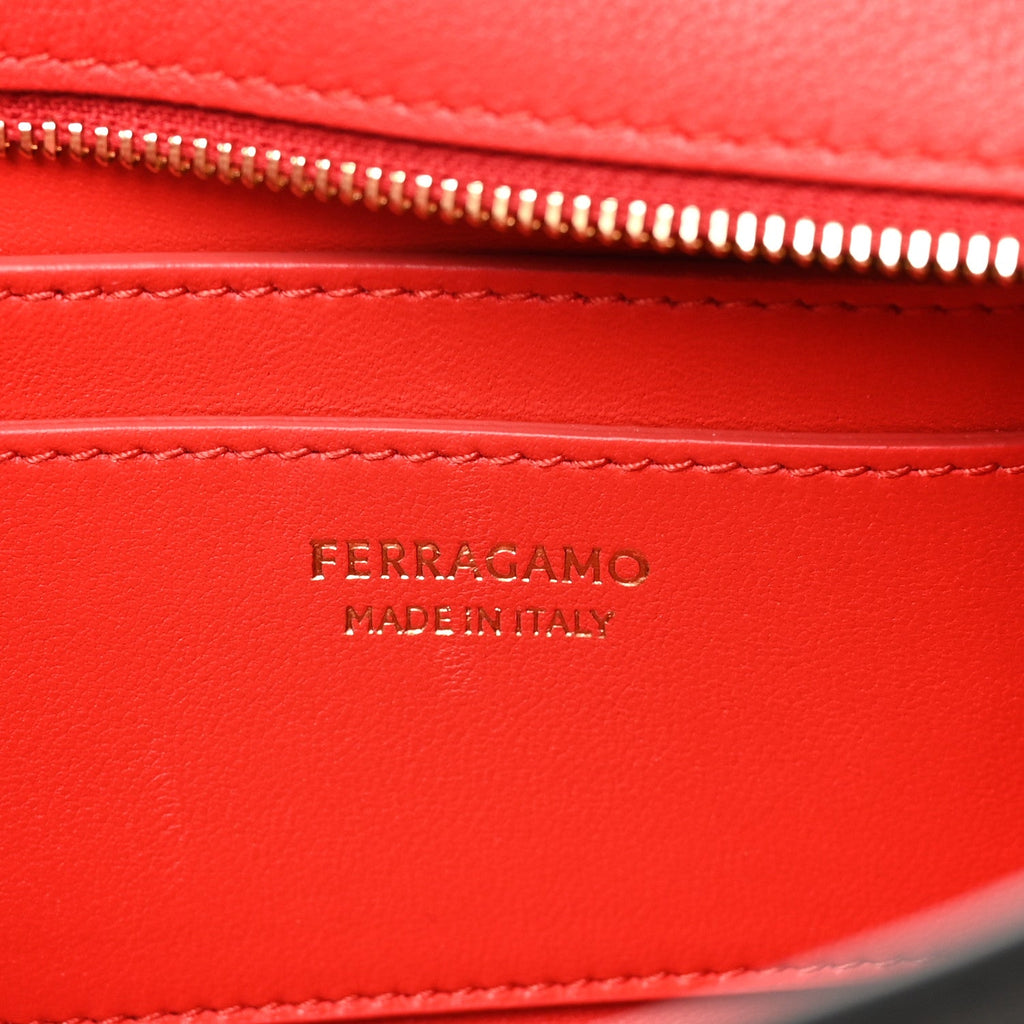 Calfskin Mini Hug Crossbody Bag Black Flame Red