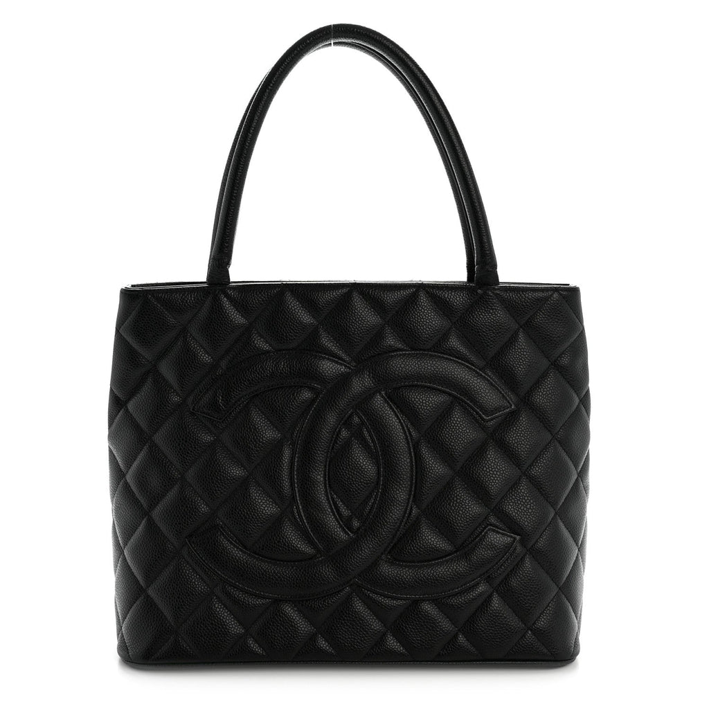 Caviar Quilted Medallion Tote Black