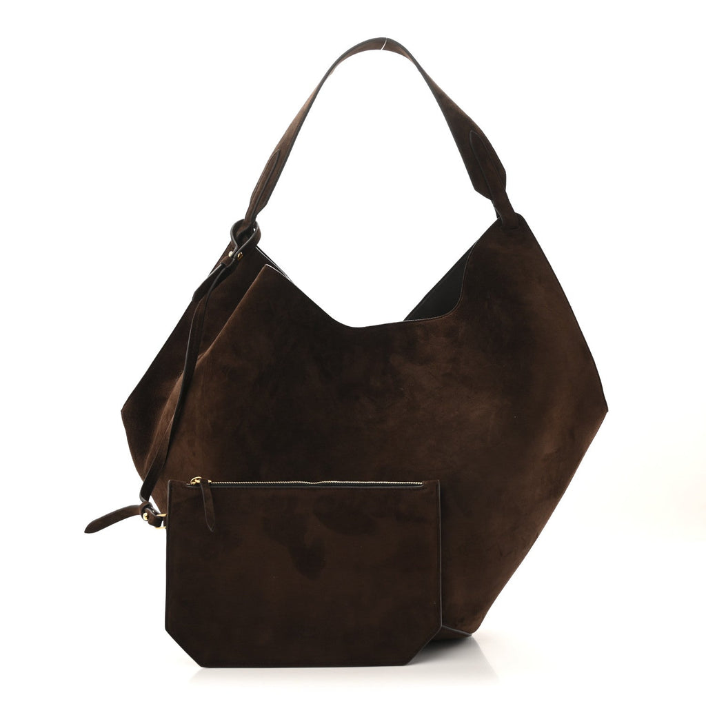 Suede Calfskin Medium Lotus Tote Coffee