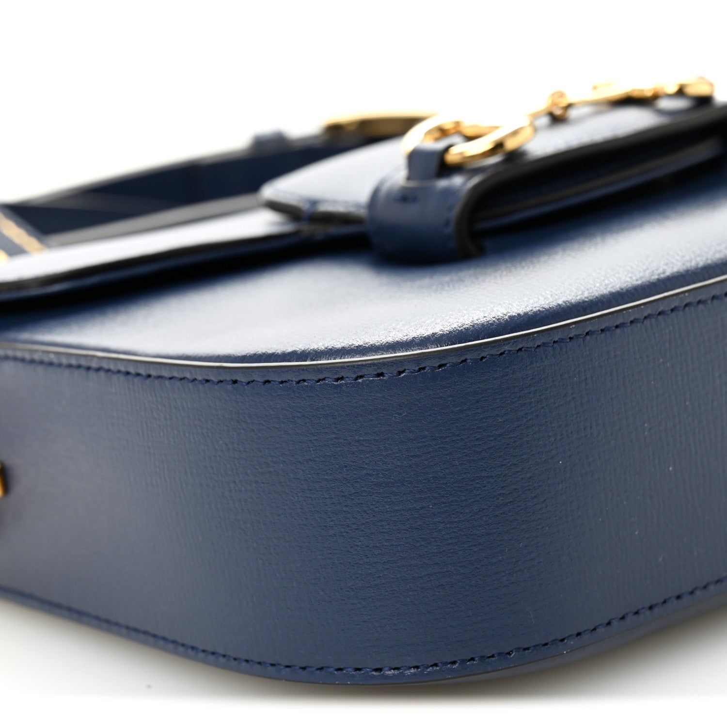 Azalea Calfskin Web Mini Horsebit 1955 Shoulder Bag Navy