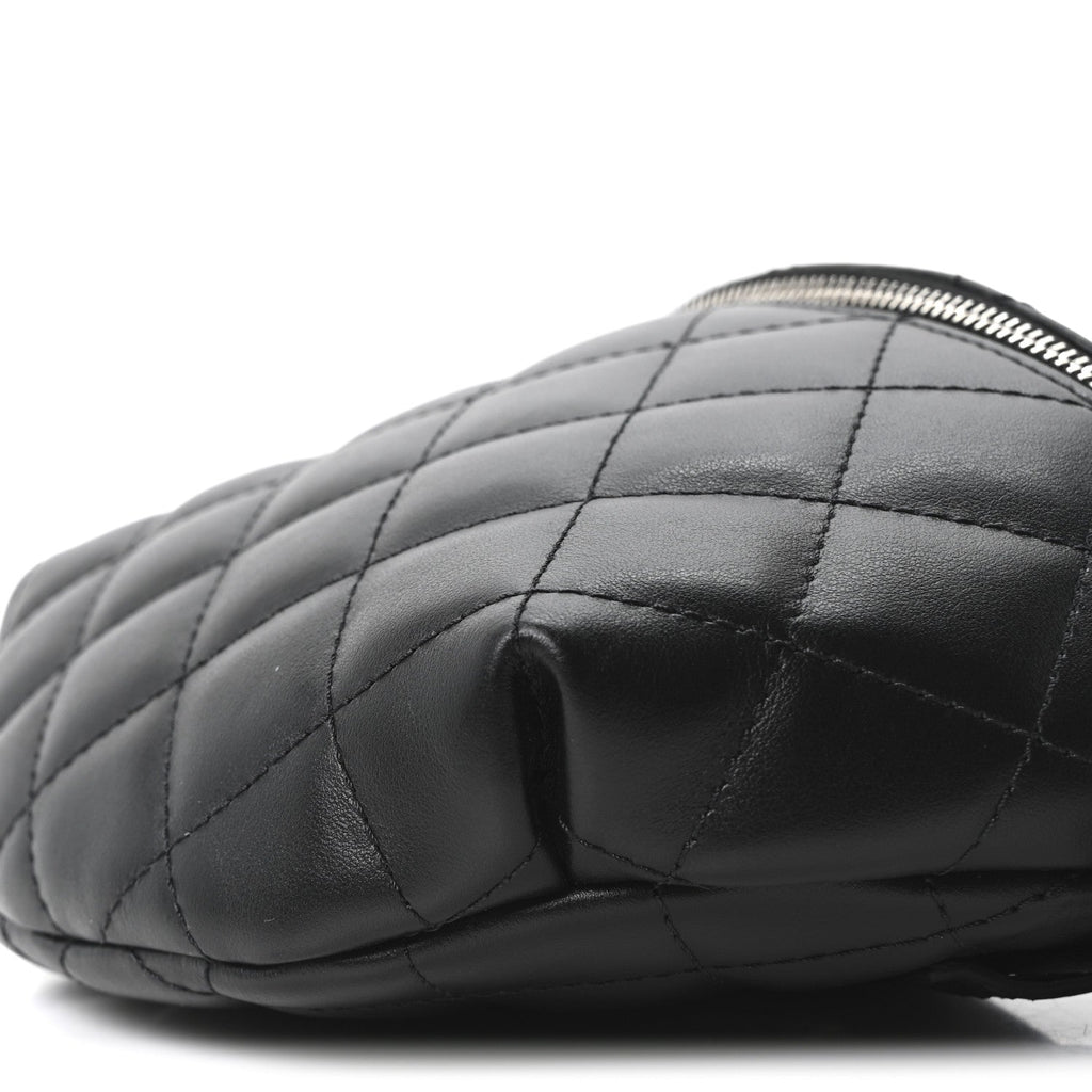 Calfskin Quilted Uniform Waist Belt Bag Black