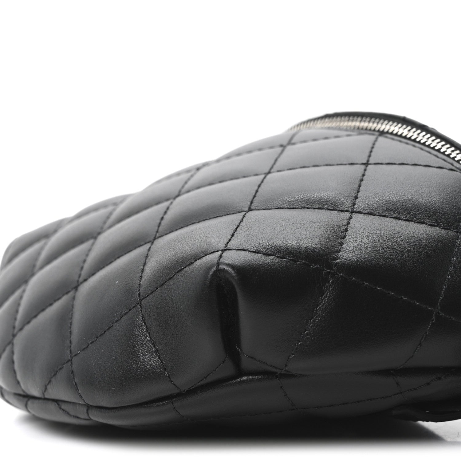 Calfskin Quilted Uniform Waist Belt Bag Black