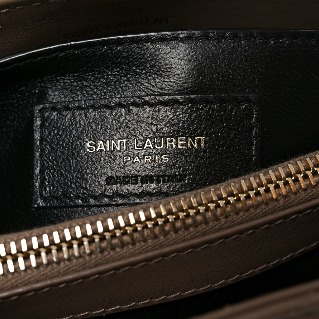 Calfskin Y Quilted Monogram Small Loulou Chain Satchel Dark Beige