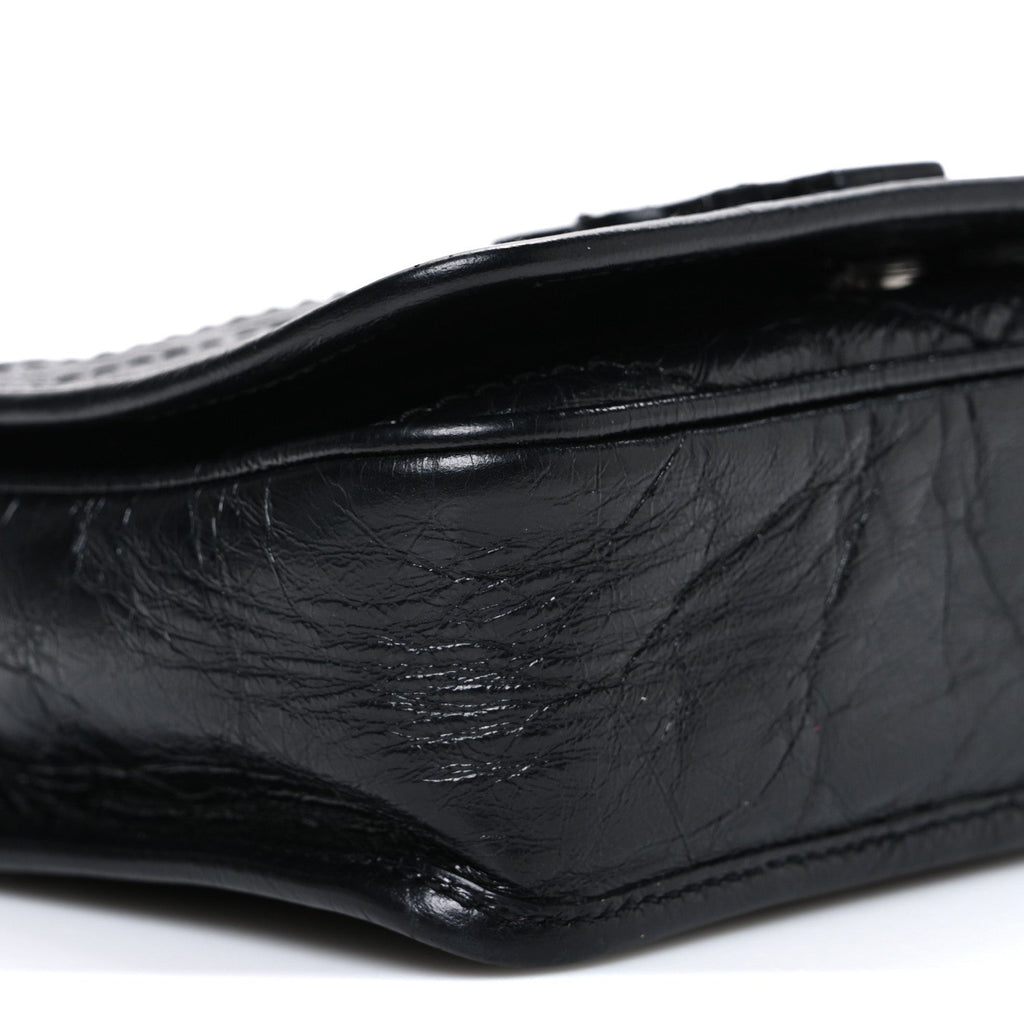 Crinkled Calfskin Matelasse Monogram Niki Chain Wallet Black